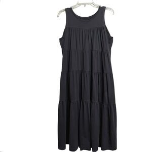 Summersalt Womens The Luxe Pima Tiered Midi Dress S Black Flowy Beach Coastal